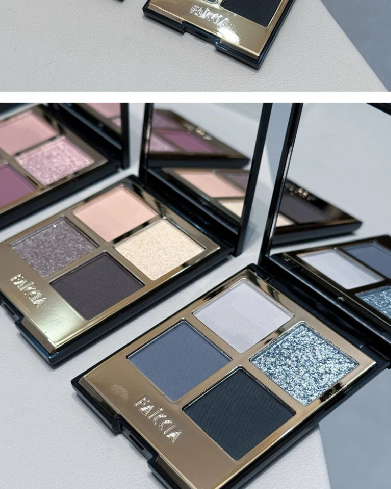 Faiccia 4-Color Mojito Eyeshadow Palette - Earth Pink Brown, Glitter Matte, Brightening, Perfect for Daily & Party Looks