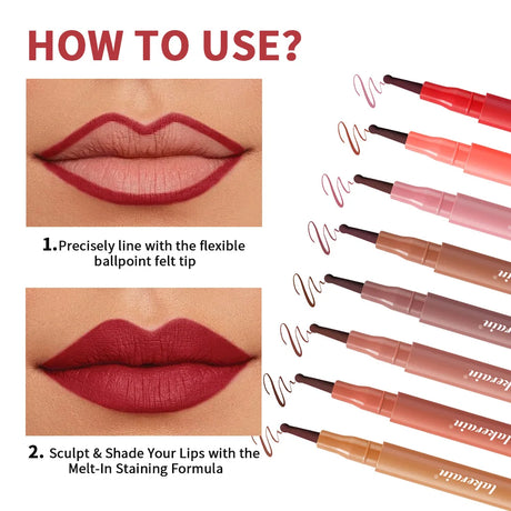 Waterproof Lip Liner Stain Lip Lingerie Long Lasting 8 Colors Transfer Proof Smudge Resistant Color No Bleed Formula Cosmetics