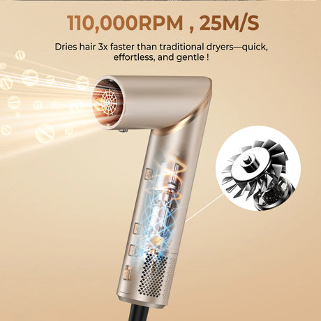 8 in 1 Hair Dryer Brush High Speed Brushless Blow Dryer Negative Ionic Hair Heating Brush Hot Air Styling Comb Auto Hair Curle