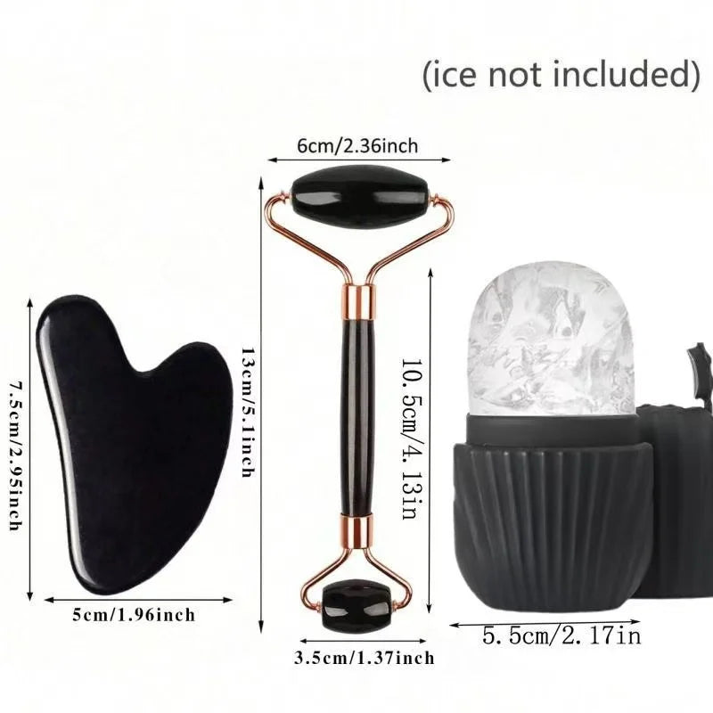 1/2/3pcs Ice Face Roller Facial Skincare Ice Roller Set,Facial Roller GuaSha FaceTool Set,Face Massage Roller Lifting Contouring