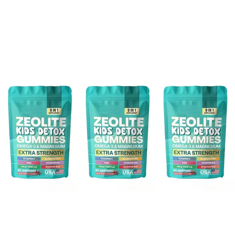 Zeolite Gummies 9-in-1 with Zeolite Omega-3 Magnesium Elderberry Vitamin C Milk Thistle Vitamin D3 Zinc B12 60 Gummies