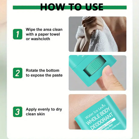 Whole Body DeodorantInvisible Cream Stick Deodorizing Fast Drying Retain Scent Refreshing Body Wrist Odor Anti Sweat Creams for