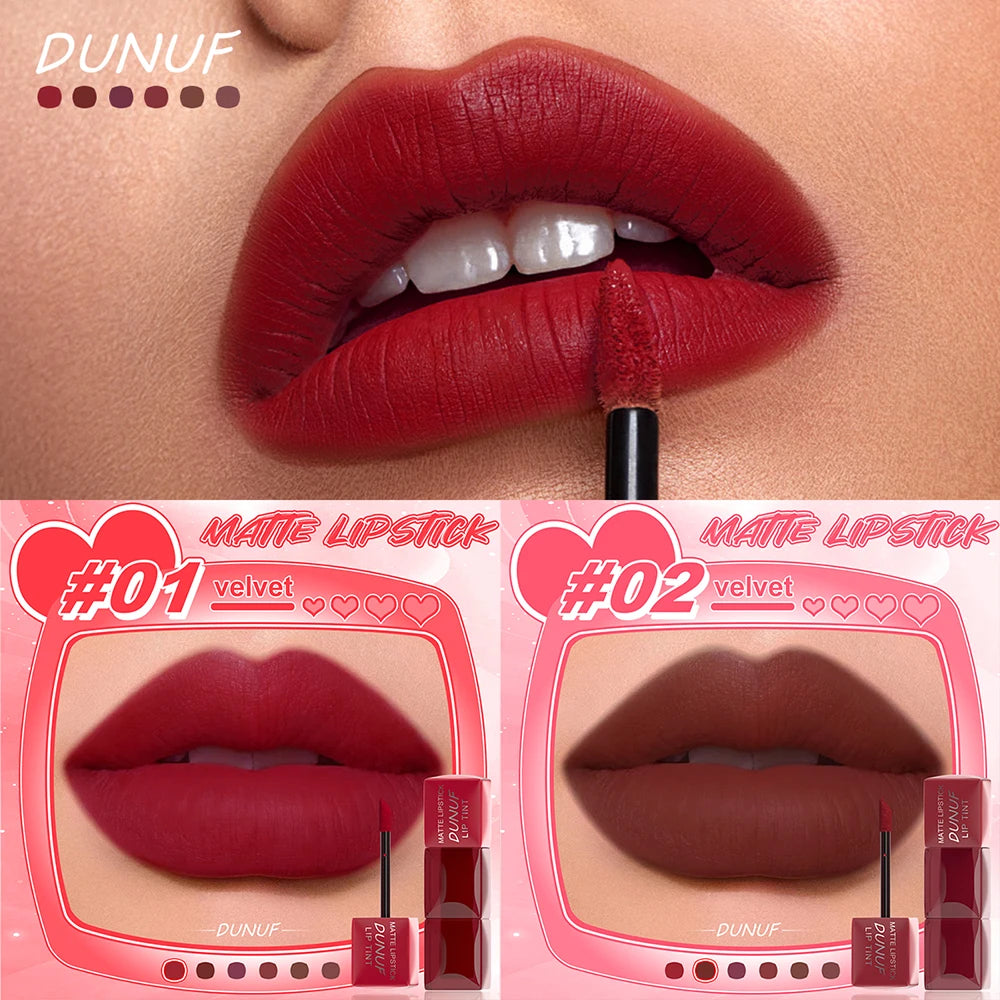 6pc/set Velvet Matte Lipstick Long-lasting Waterproof Lip Gloss Lip Glaze Non-Stick Cup Nude Red High Pigment Y2K Christmas Gift