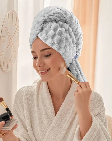 Golden turtle velvet dry hair towel saves time and effort at home for women to take a shower and wash their hair