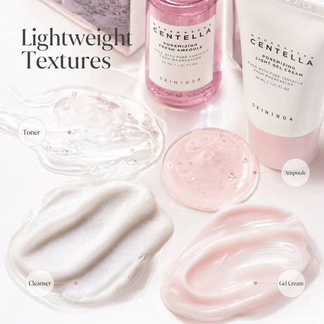 Centella Hyalu-Cica and Poremizing Travel Kit,Toner, Ampoule Serum,Face Moisturizer Cream and Night Sleeping Pack Mini 4pcs Set