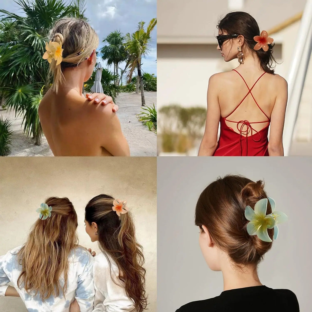 2026 New Vacation Egg Flower Hair Clips Hawaii Beach Claws Bohemian Hairpin for Girls Dopamine Y2k Hair Accessory
