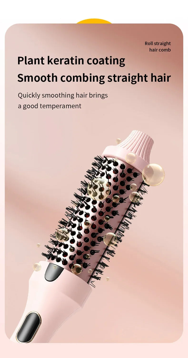 Fluffy Comb Straight Hair Curling and Straightening Dual Purpose Curling Brush PTC Heating Red Light Hair Care Curling Iron