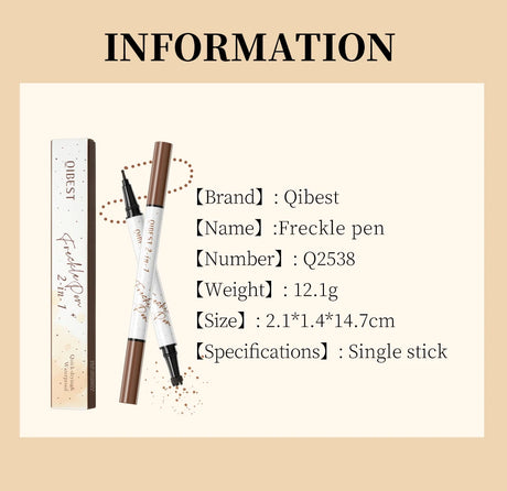 QIBEST Double-end Freckles Stamp Pen Makeup 2-IN-1 Freckle Seal Waterproof Face Concealer Contour Natural Brown Freckle Cosmetic