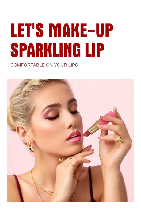6pcs Diamond Pink Lipstick Set Chocolate Brown Metallic Glitter Long Lasting Shimmer Pearl Sparkling Lip Gloss Makeup