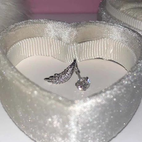 1pcs Silver Color Wing 316L Stainless Steel Ear Bone Nail for Women New Fashion Full of Rhinestone Earrings Accessories for Ear
