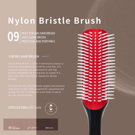 5 Pcs Detangling Brush Set,Curly, Wet/Dry, Black Hair, Flex Detangling Brush set for Hair Style and Cuting, Easy Clean in Daily