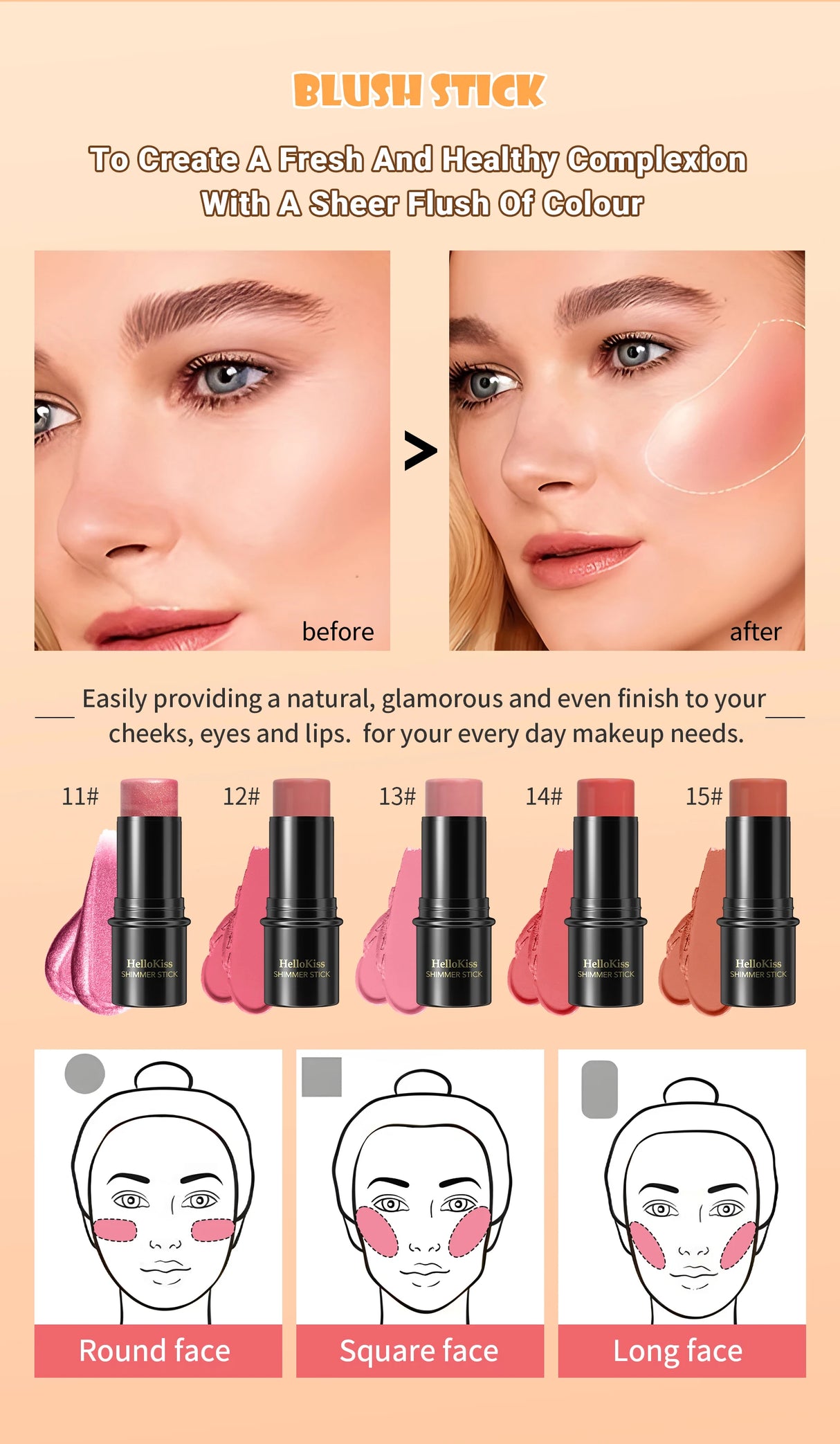 Face Brown Bronzer Contour Stick Face Foundation Makeup Pen Lasting Smooth Contour Shadow Blusher Highlight Concealer Cosmetics