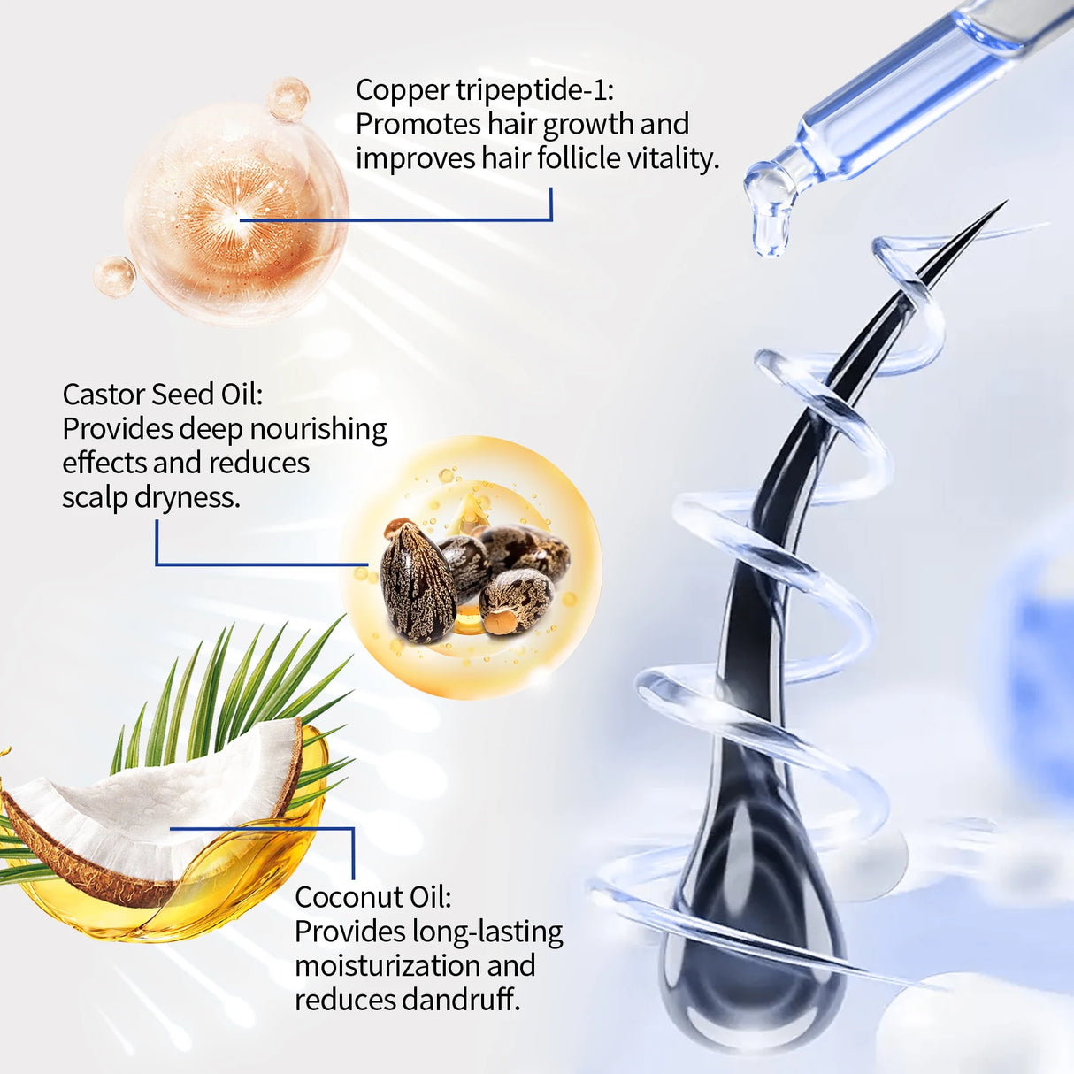 Copper Peptide Hair Density Serum Nourishing Scalp Strengthening Hair Follicles Anti Breakage Fuller Healthier Hair Lightweight & Fast Absorbing