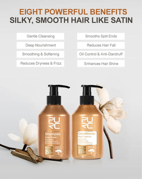 PURC Repair Damaged Hair Treatment Morocco Argan Oil Amino Acid Keratin Smoothing Sulfate-Free Shampoo Conditioner Set Hair Car