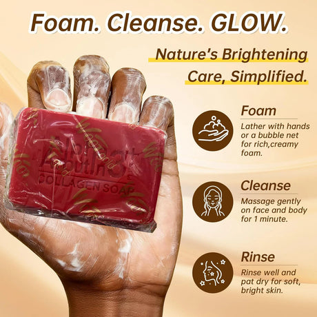 Arbutin 3 Collagen Facial Soap Moisturizing Brightening Deep Cleansing Body Face Wash Foam Facial Cleanser Handmade Soap
