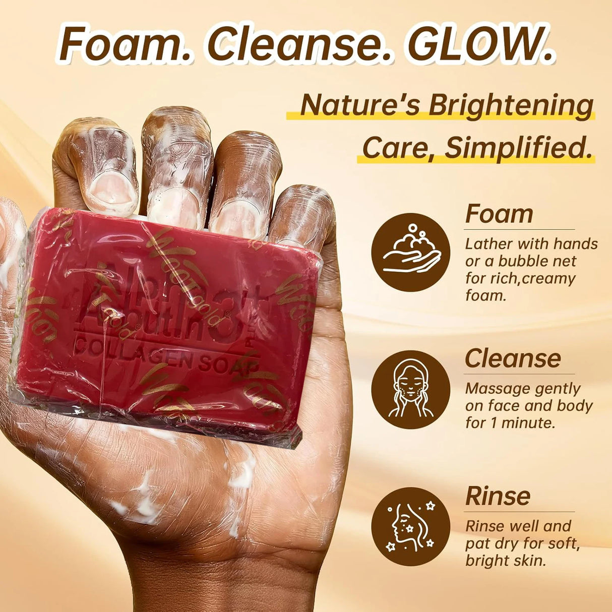 Arbutin 3 Collagen Facial Soap Moisturizing Brightening Deep Cleansing Body Face Wash Foam Facial Cleanser Handmade Soap