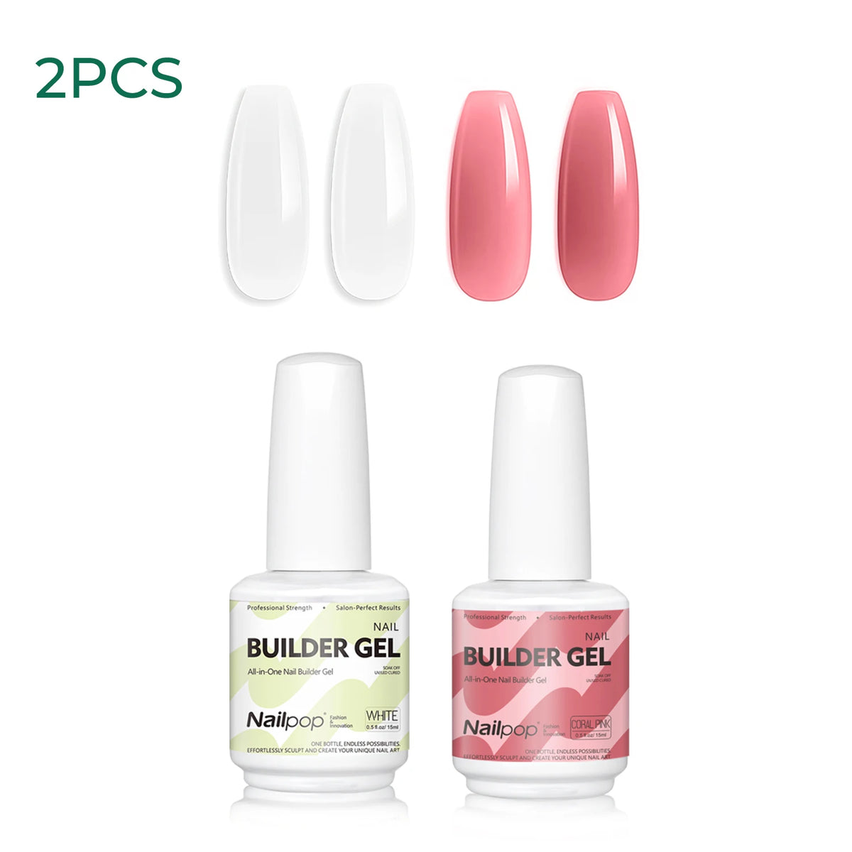 Nailpop 15ml Builder Gel Nail Polish for Nail Apex & Extension Strengthener Upgraded Soak Off UV Gel Rhinestone Glue 4 Colors