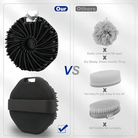 4PCS Long Handle Silicone Bath Brush Set for Body Back Face Gentle Exfoliating Massage Deep Cleaning with Non Slip Grip