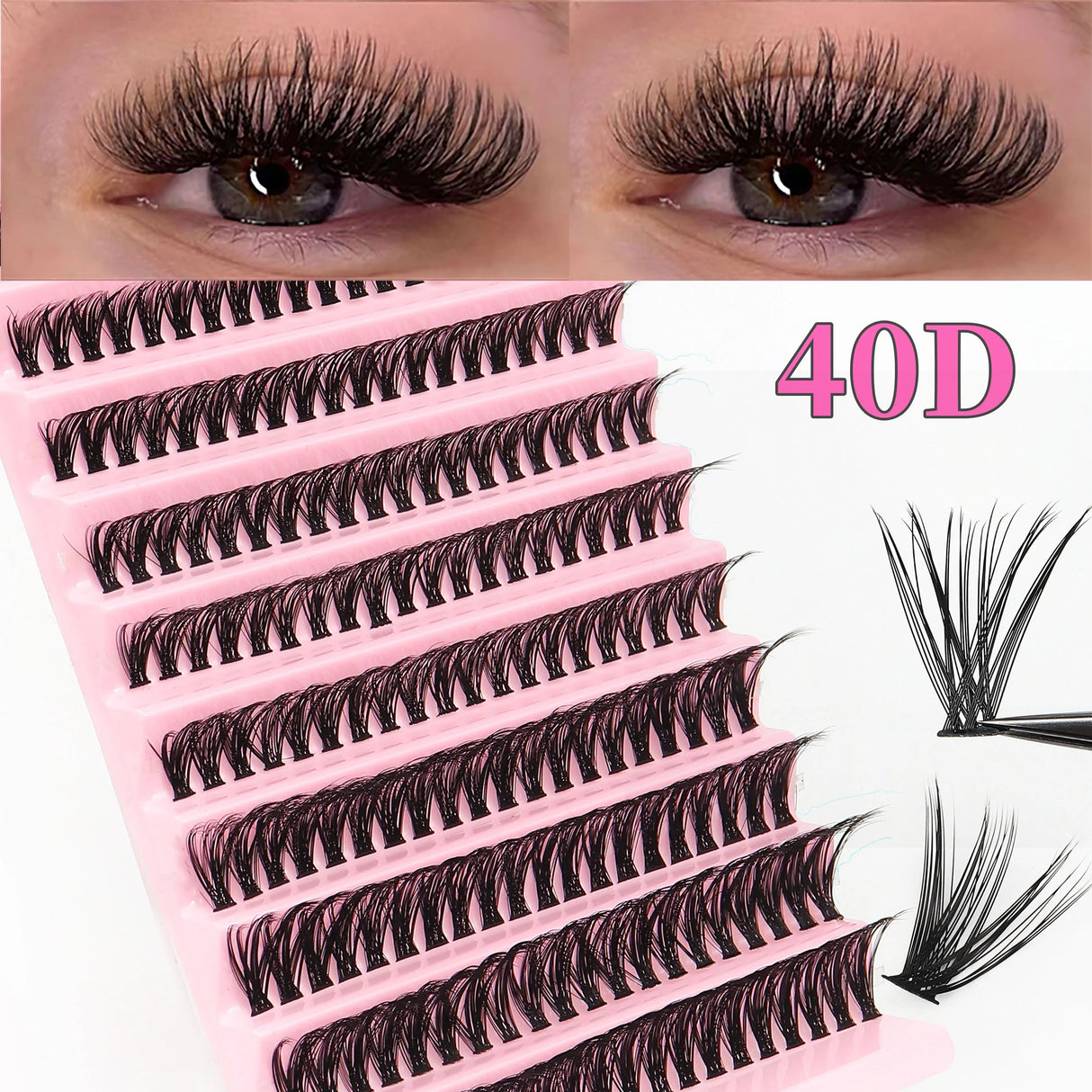 40D Thickness, Mixed Length 8-16mm, D Curl Natural & Anime Look, Reusable Individual Lash Clusters, Lightweight 3D Mink Effect.