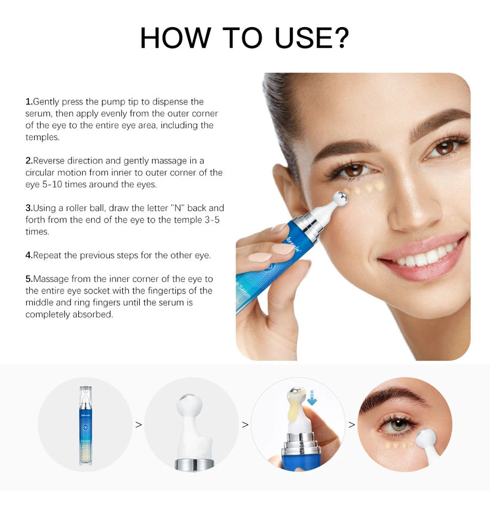 Anti-Wrinkle Eye Serum 5% Caffeine Eye Cream Eye Roller Ball Cream For Dark Circles Fades Fine Lines Remove Eye Bags 15ml