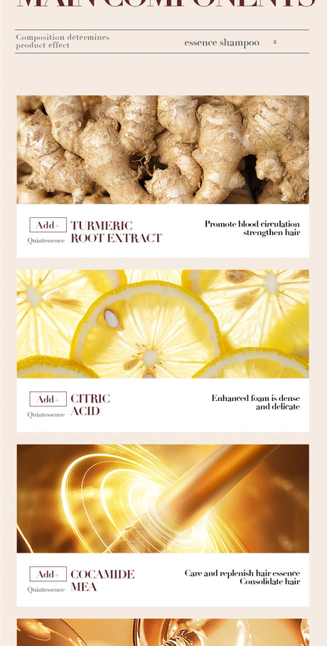 500ml Ginger Anti-Hair Loss Shampoo Long-lasting Fragrances Shampoo Deeply Moisturizing Smooth Set With Comb Gift