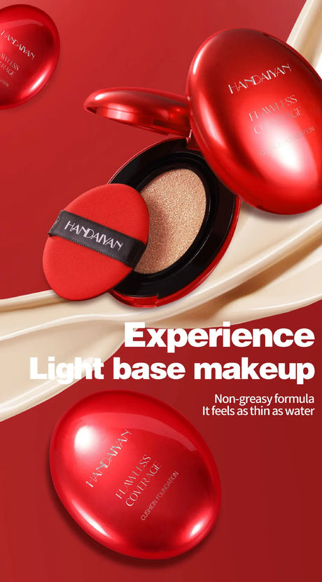 Long Wear Air Cushion Foundation Natural Finish Whitening Concealer Oil Free Makeup Base for Women Lightweight Cover