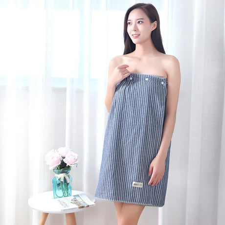 Wearable Cotton Bath Towel for Men and Women, Bath Skirt Wrap with Button, Shower Sauna, Spa Body Robe, Beach Towel, 140x70cm