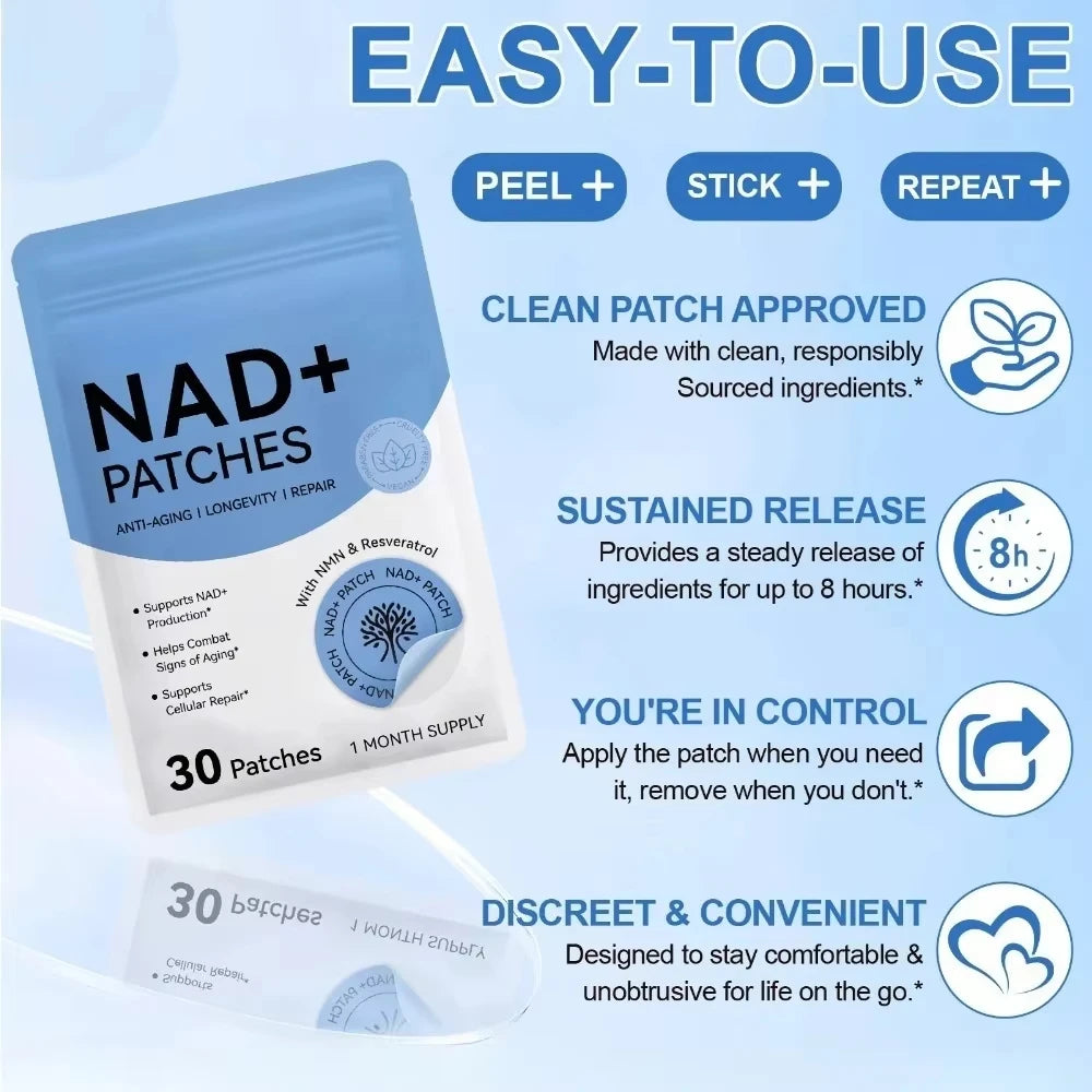 30PCS NAD+ Body Management Patch Easy To Use Skin Friendly Daily Body Care Support Sticker For Daily Wellness Use