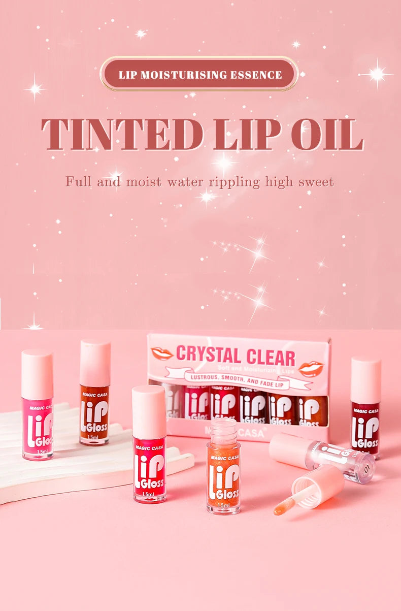 6pcs/set Small bottle Hydrating Jelly Lip Oil long-lasting Moisturizing smooth shimmering Lip Hydrating Liquid