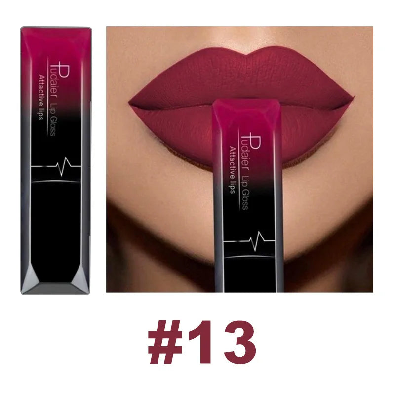 Pudaier 21 Color Lip Gloss Waterproof Matte Liquid Lipstick Moisturizing Lip Gloss Lip Makeup Beauty Cosmetics