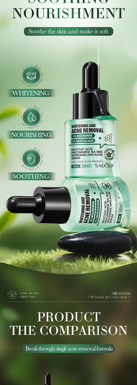 SADOER Salicylic Acid Nicotinamide Whitening Face Serum Acne Removing Moisturizing Anti Wrinkles Facial Essence Skin Care