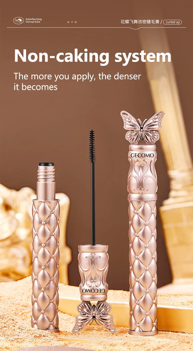GECOMO Butterfly Flying Volume Mascara Curl Long-lasting Makeup Thin Brush Eyelash Primer Shape