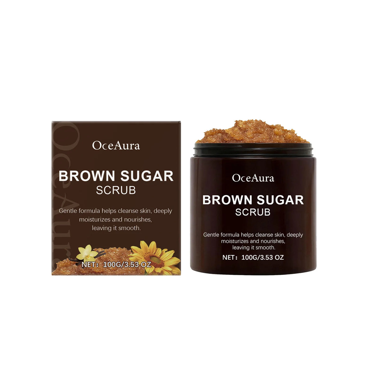 OceAura 100g Natural Brown Sugar Scrub 100g Exfoliating Body Nourishing Deep Clean Pore Shrinking Skin Refreshing