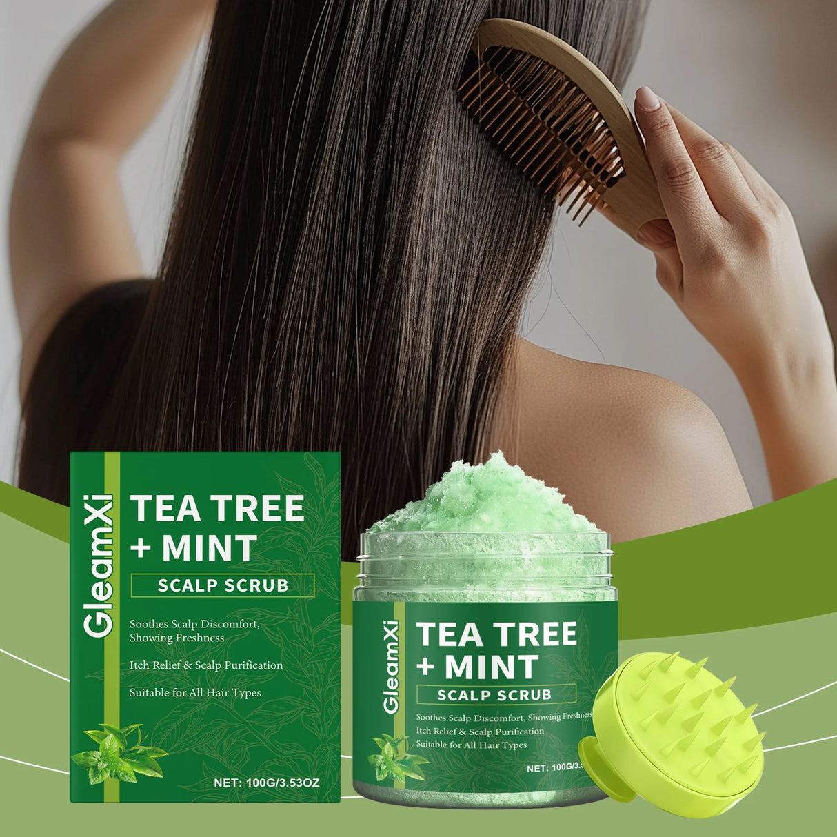 Tea Tree Scalp Scrub Anti-Dandruff Oil Control Refreshing Fluffy Anti-Breakage Soothing Nourishing Hair Deep Cleansing Shampoo