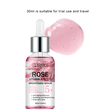 JUINHOU Natural Rose Vitamin ABCE Face Serum for Dull Uneven Skin Daily Hydrating Face Care Improve Skin Radiance Daily Skincare