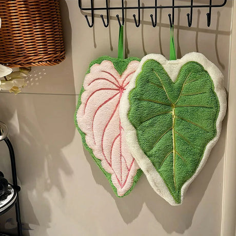 Leaf Hand Towel Bathroom Accessories Absorbent Kitchen Towel Soft Towel Hanging Towels Handkerchief Towels Home Wash Hand Towels