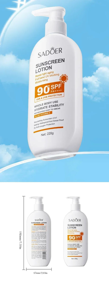 SPF90+ sunscreen, UV protection, whitening sunscreen, moisturizing, whitening, facial and body sunscreen, skin care, anti-aging