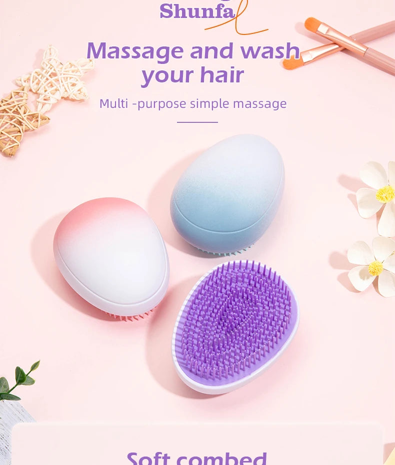 1 pcs Mini Detangling Hair Brush Gradient Egg Round Shape Tangle Hair Brushes Soft Hairbrush Salon DIY hair styling tools