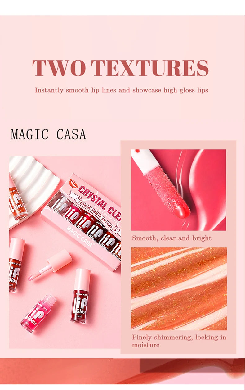 6pcs/set Small bottle Hydrating Jelly Lip Oil long-lasting Moisturizing smooth shimmering Lip Hydrating Liquid