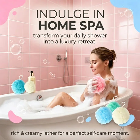 Solid Color Hanging Bath Ball Non-Dispersible Foaming Bath Flower For Home Shower Cleansing Hanging Rope Bath Ball Solid Color