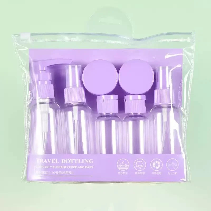 7PCS Travel Bottle Bag Wash Set Makeup Shampoo Body Wash Portable Skin Care Product Hand Cream Refillable Spray Lotion Bottle