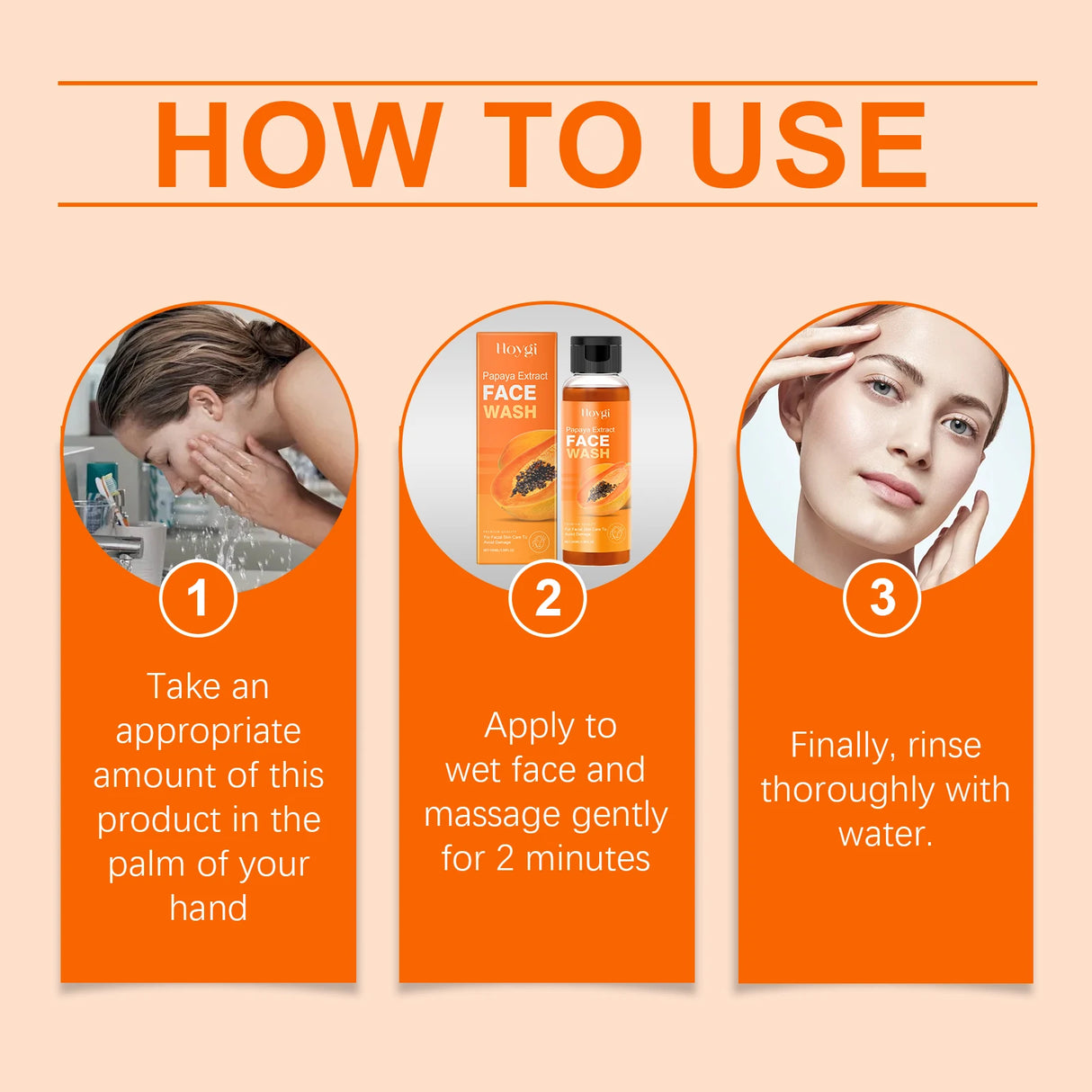 Hoygi Papaya Cleanser Gentle Exfoliating Hydrating Brightening Natural Enzyme Face Wash for Sensitive Skin All Types