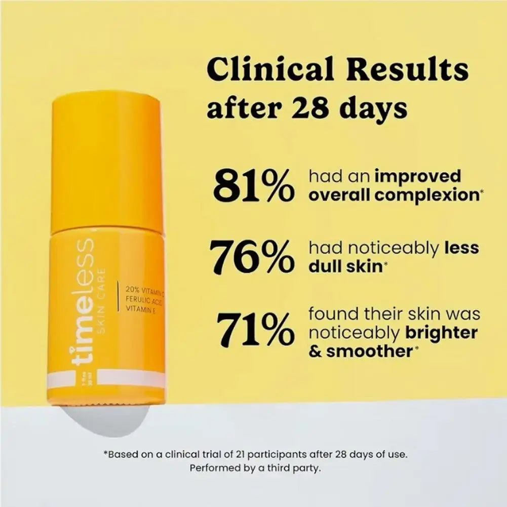 Timeless 20% Vitamin C Serum with Ferulic Acid & Vitamin E, Hydrating & Firming Face Serum, 30ml Antioxidant Skin Care
