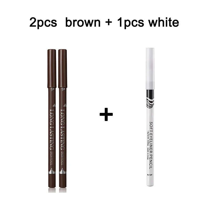 2pcs MENOW 3 Colors Long Lasting Waterproof Eyebrow Pencils Double Use Wooden Pole Eyeliner Permanent Makeup Tattoo Accessories