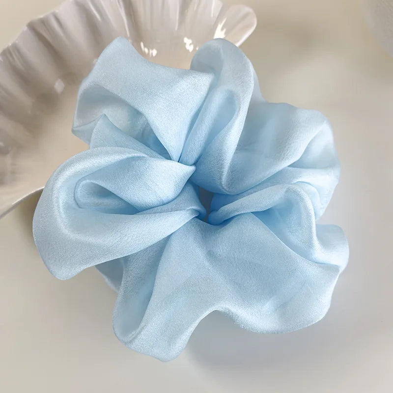 Retro French Large Hair Scrunchies Solid Color Headbands Spring/Summer Sweet Head Rope Female Tie Hair Rubber Bands for Womens
