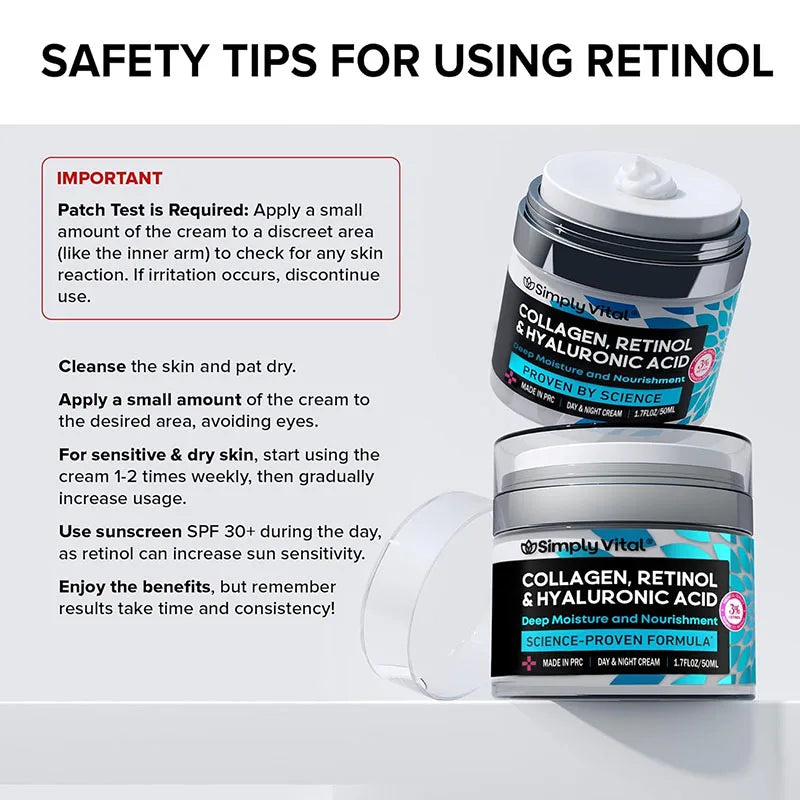 50ML Retinol Wrinkle Remover Face Cream Collagen Hyaluronic Acid Moisturizing Creams Deep Nourishing Day Night Skin Care
