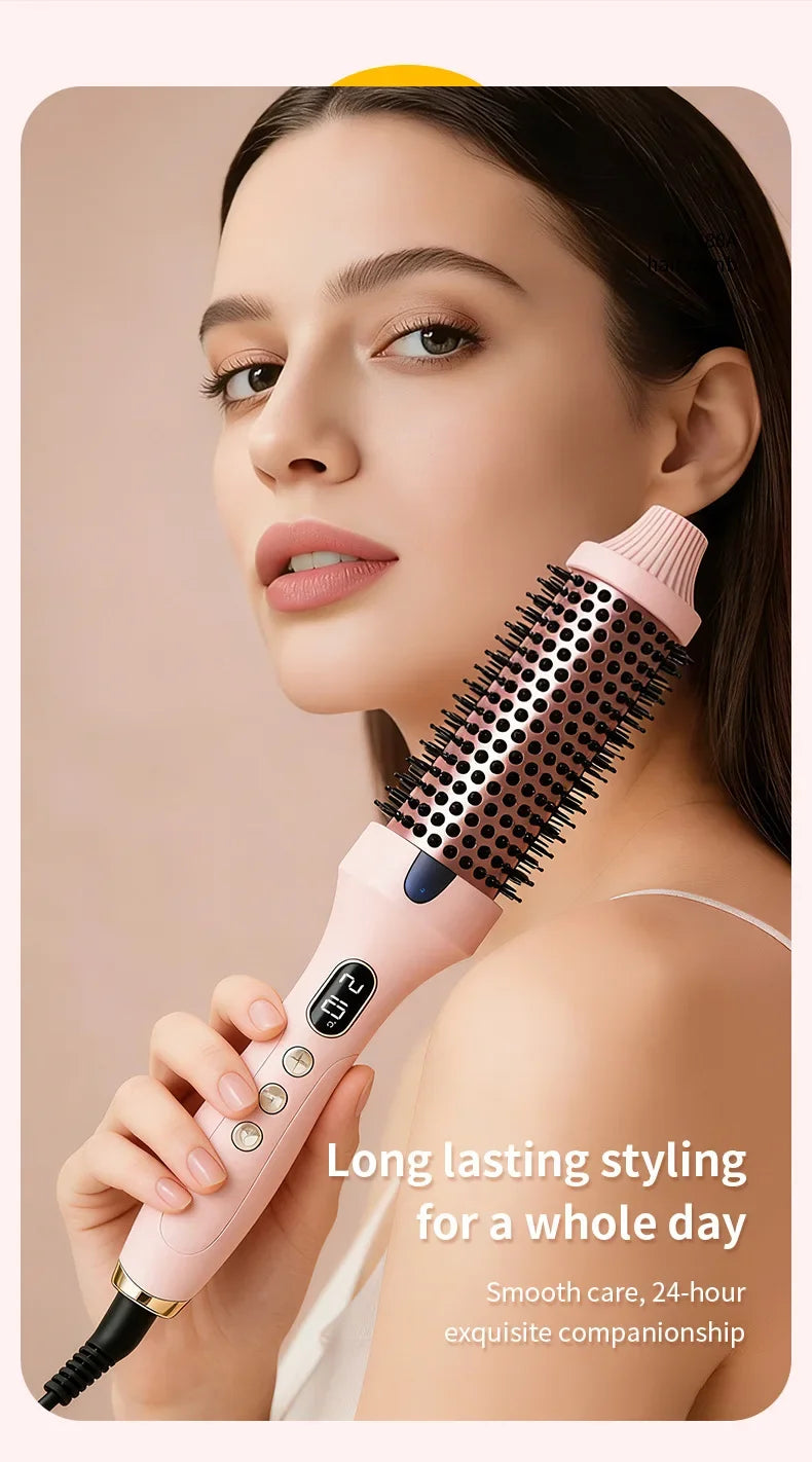 Fluffy Comb Straight Hair Curling and Straightening Dual Purpose Curling Brush PTC Heating Red Light Hair Care Curling Iron
