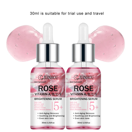 JUINHOU Natural Rose Vitamin ABCE Face Serum for Dull Uneven Skin Daily Hydrating Face Care Improve Skin Radiance Daily Skincare