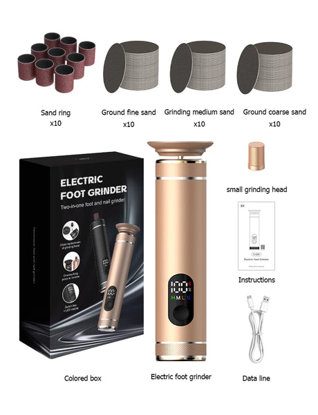 Aluminum Alloy 2-in-1 Electric Callus Remover And Food Grinder Hand Foot Care Tool Set with Gift Box