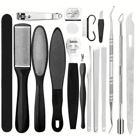 Stainless Steel Pedicure Tool Set Foot Care Kit Foot File Callus Remover Dead Skin Trimming Supplies For Home Personal Foot Spa Daily Maintenance